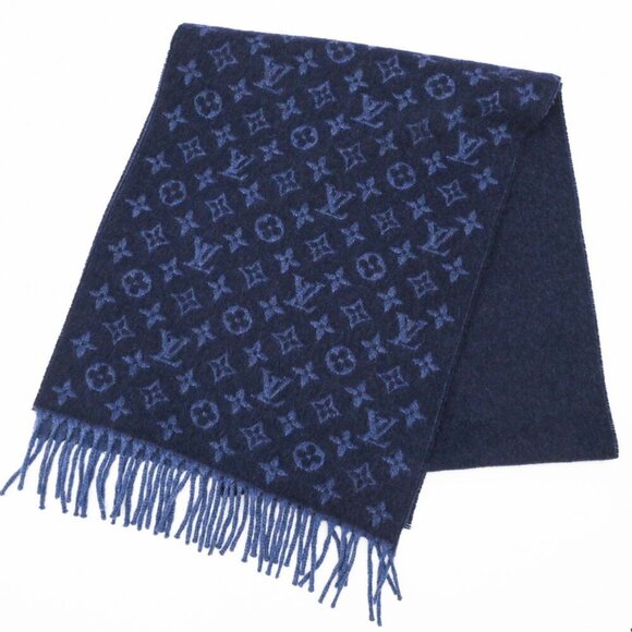 LOUIS VUITTON Blue Monogram Scarf - Picture 1 of 5